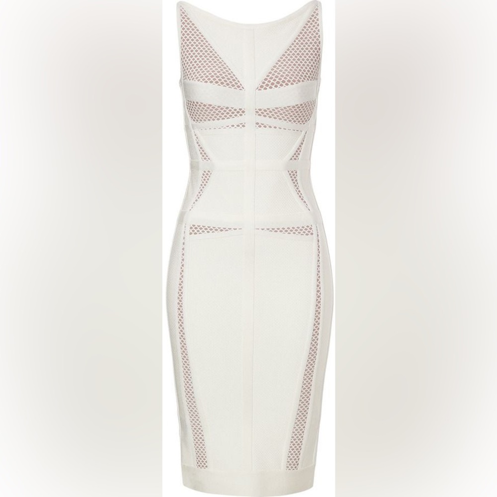 Herve Leger Cocktail Dress Bridal Shower - Sheath with Mesh Inserts - Picture 3 of 11